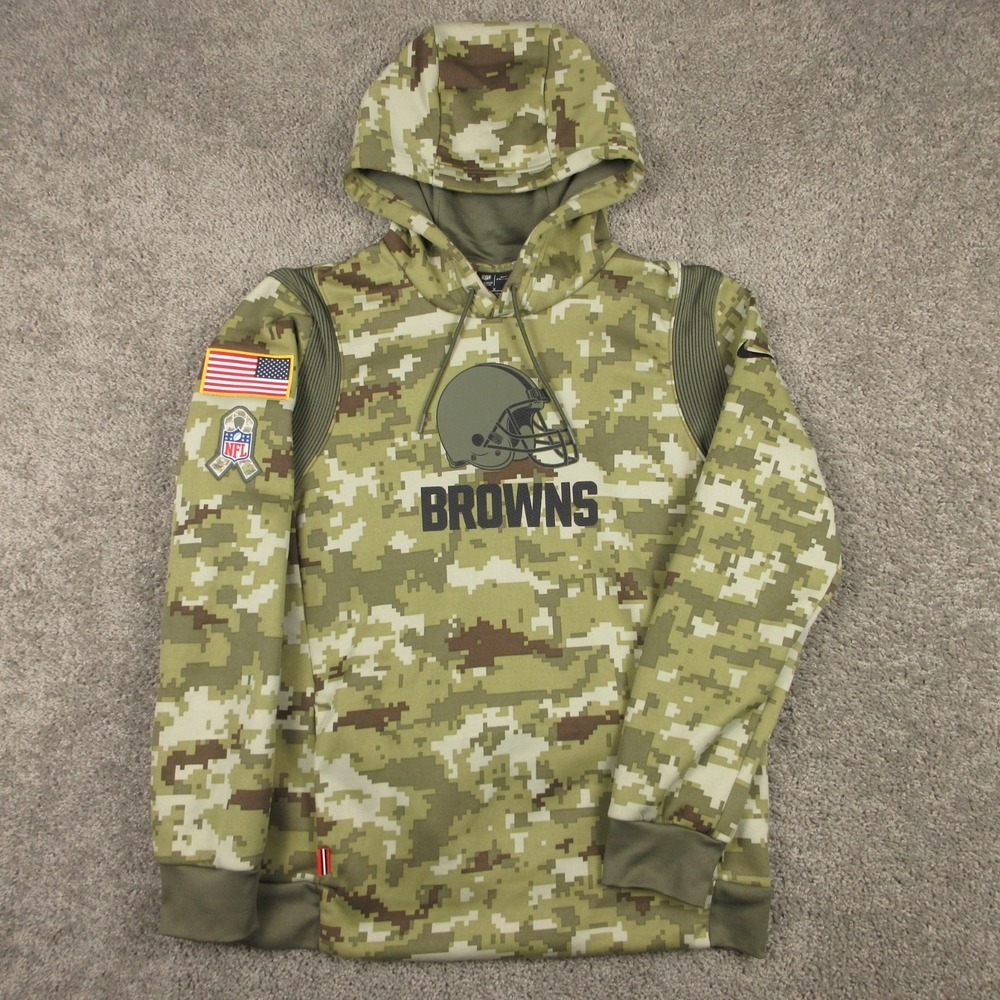 Cleveland Browns Sweater Mens Medium Green 2021 NFL Salute To Service Hoodie
